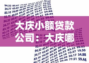 大慶小額貸款公司：大慶哪里能辦理小額貸款業務