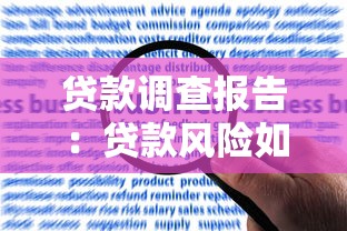貸款調查報告：貸款風險如何評估分析