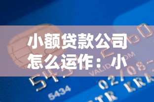 小額貸款公司怎么運作：小額信貸機構如何開展業務