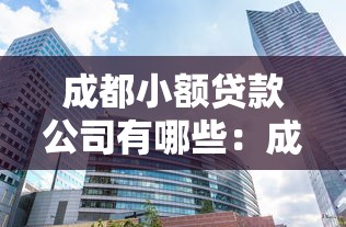 成都小額貸款公司有哪些：成都正規(guī)小貸公司哪家好