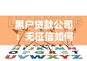 黑戶貸款公司：無征信如何快速獲得貸款