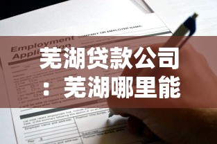 蕪湖貸款公司：蕪湖哪里能快速申請貸款